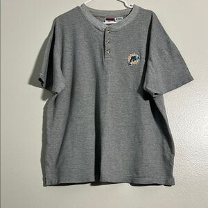 Vintage Miami Dolphins old logo Gray Henley Shirt. 1999